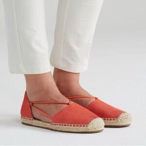 Eileen Fisher Tumbled Nubuck Suede Leather Espadrille Flats Orange Size‎ 8 NWOB